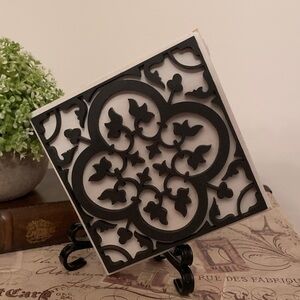Hand Crafted Black and White Decorative Tile